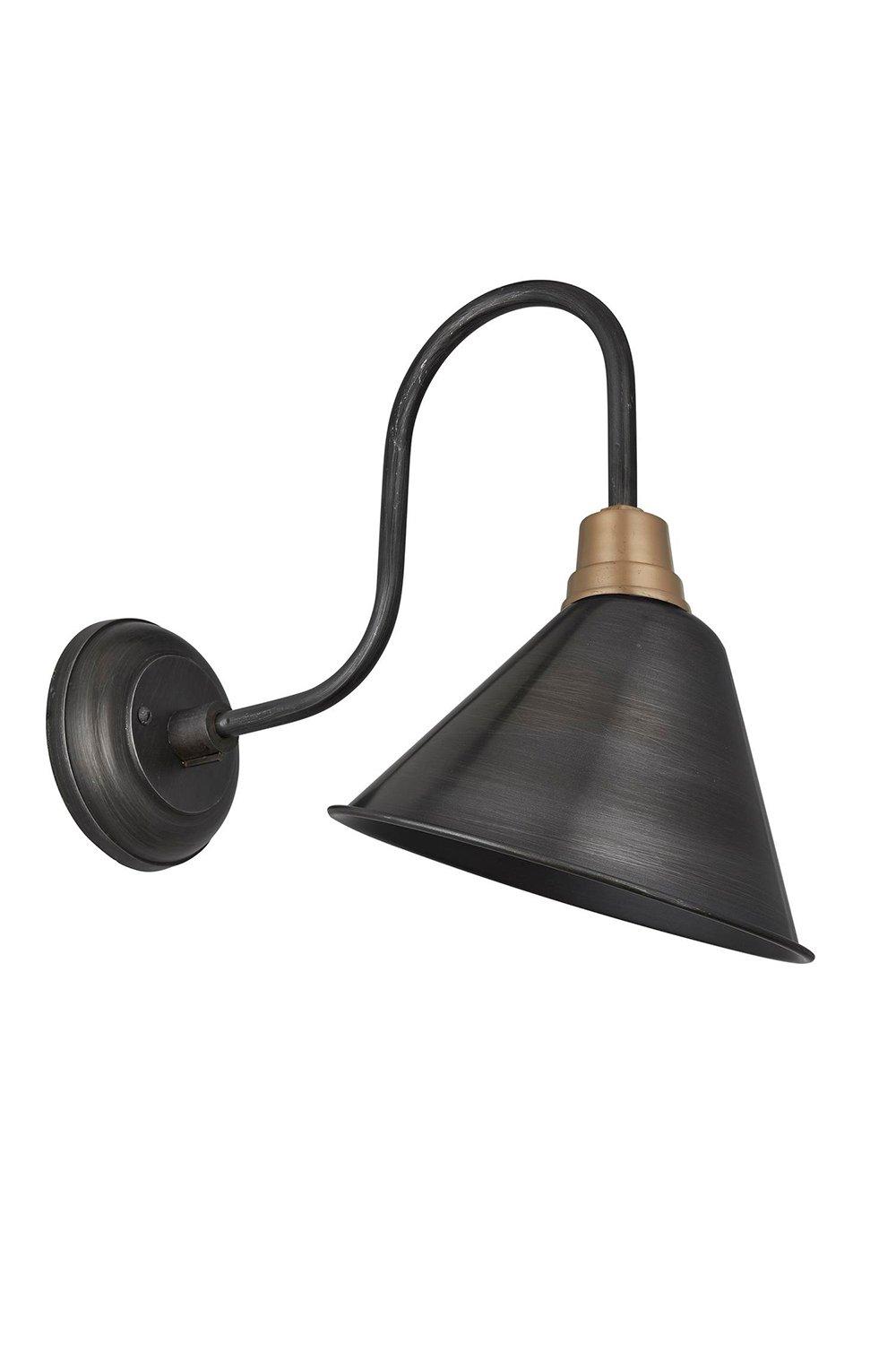 Swan Neck Cone Wall Light, 8 Inch, Pewter
